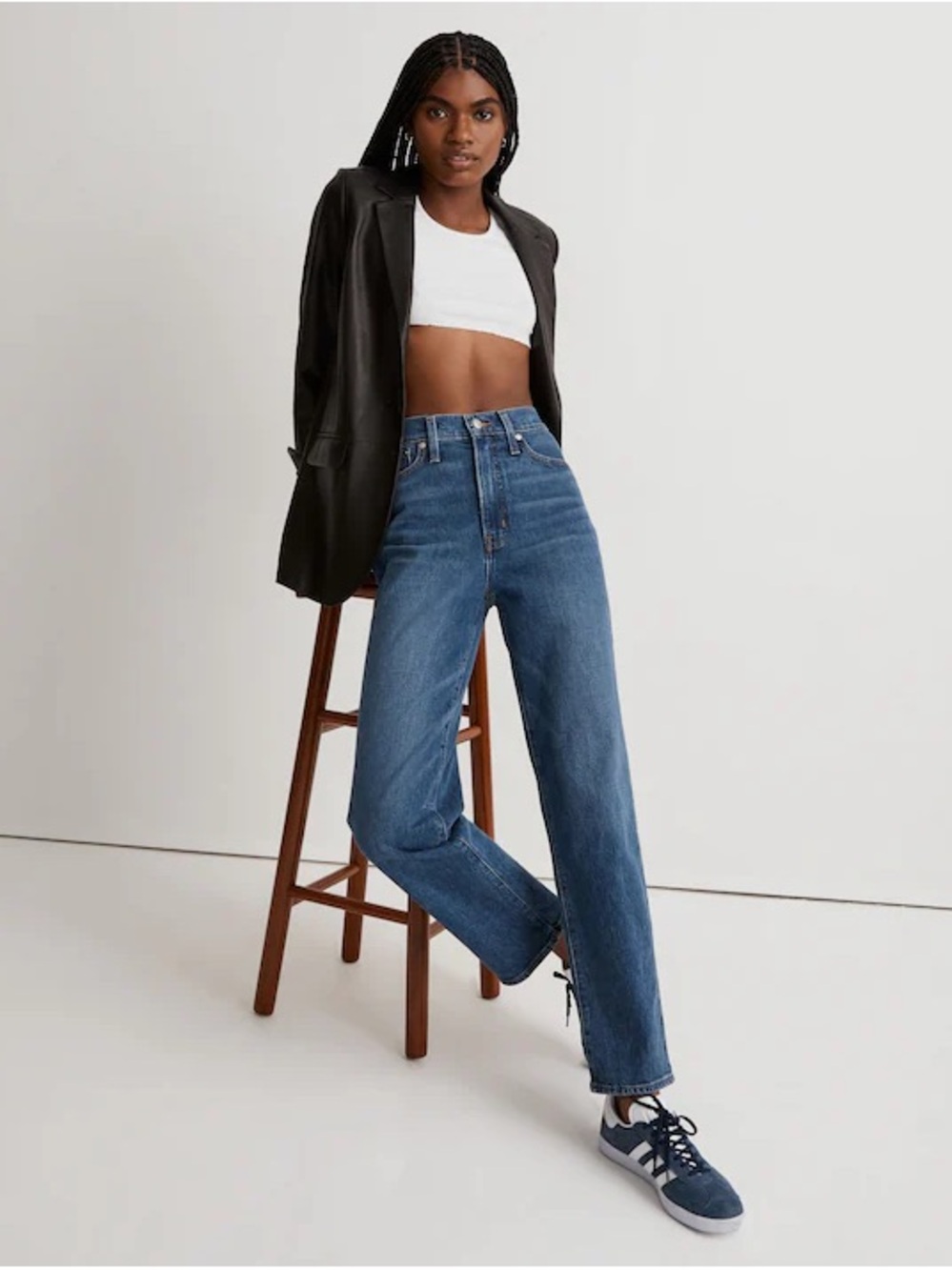 Madewell High-Rise Straight Jeans in Medium Blue Wash